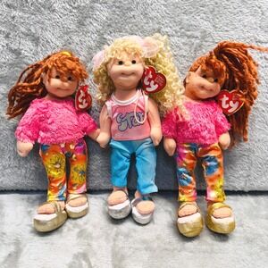 Ty Beanie Bobbers Retro Squad Snazzy Sabrina Caring Carla 3 Doll Set 2000s Era